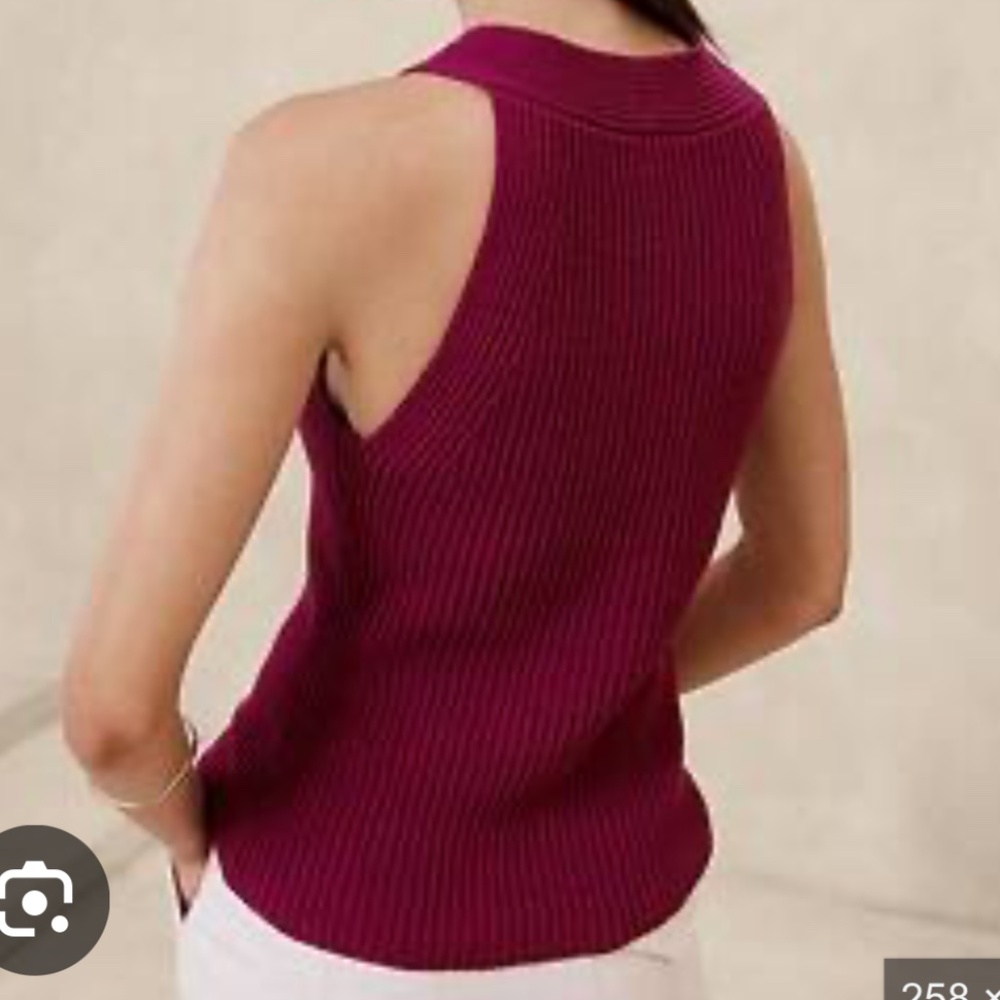NWT BANANA REPUBLIC Textured Sweater Tank Top Women's Size Small Berry - Picture 2 of 11